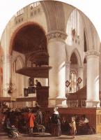 Witte, Emanuel de - Interior of the Oude Kerk at Delft during a Sermon